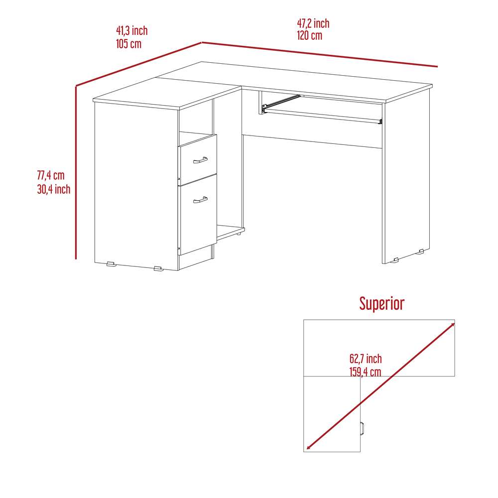 Escritorio en L Mix Roble 120 cm con Cajones y Entrepaños - Escritorios y Archivadores | Bylmo
