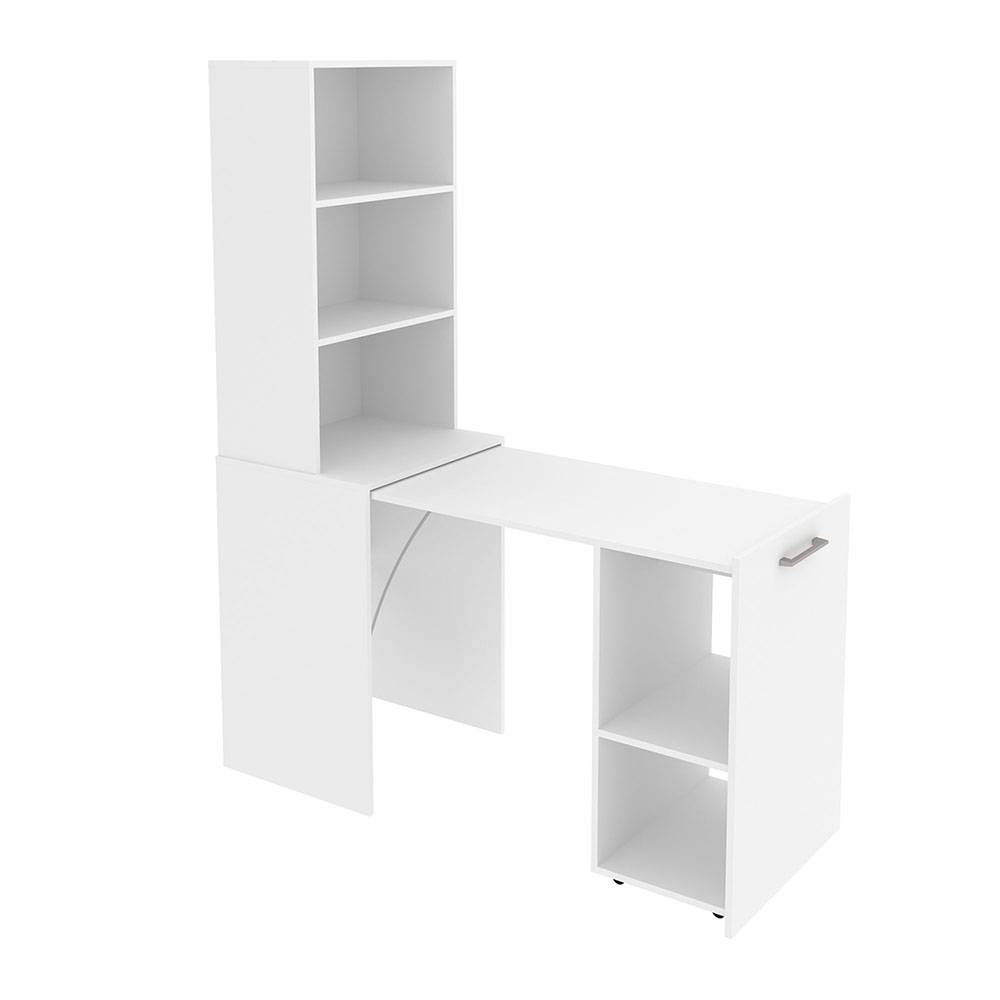 Escritorio Cuenca Blanco 136 cm Transformable con Entrepaños y Biblioteca - Escritorios y Archivadores | Bylmo