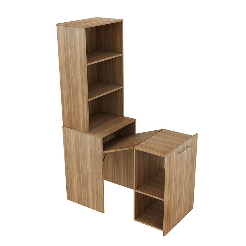 Escritorio Cuenca Teca 136 cm Transformable con Entrepaños y Biblioteca - Escritorios y Archivadores | Bylmo