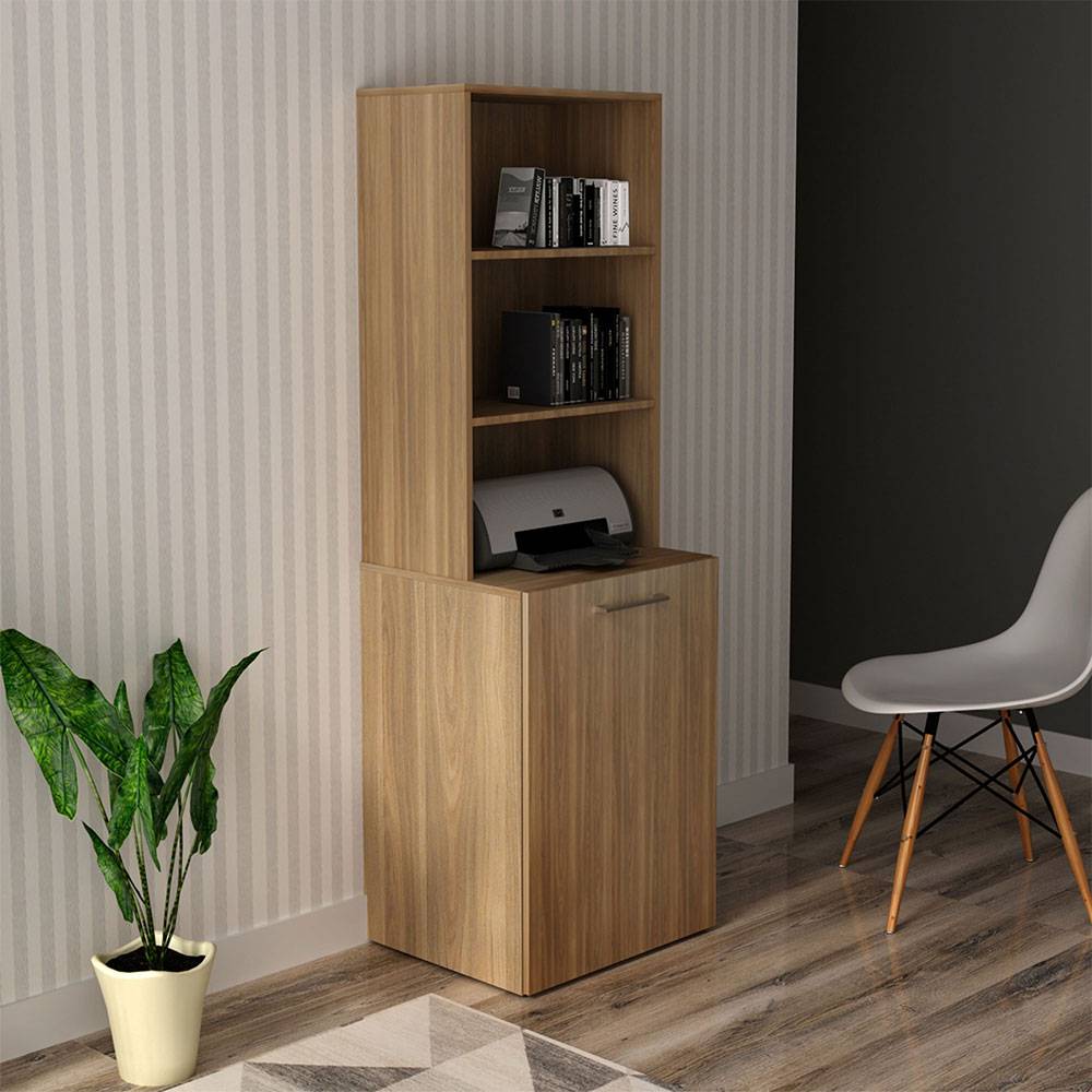Escritorio Cuenca Teca 136 cm Transformable con Entrepaños y Biblioteca - Escritorios y Archivadores | Bylmo
