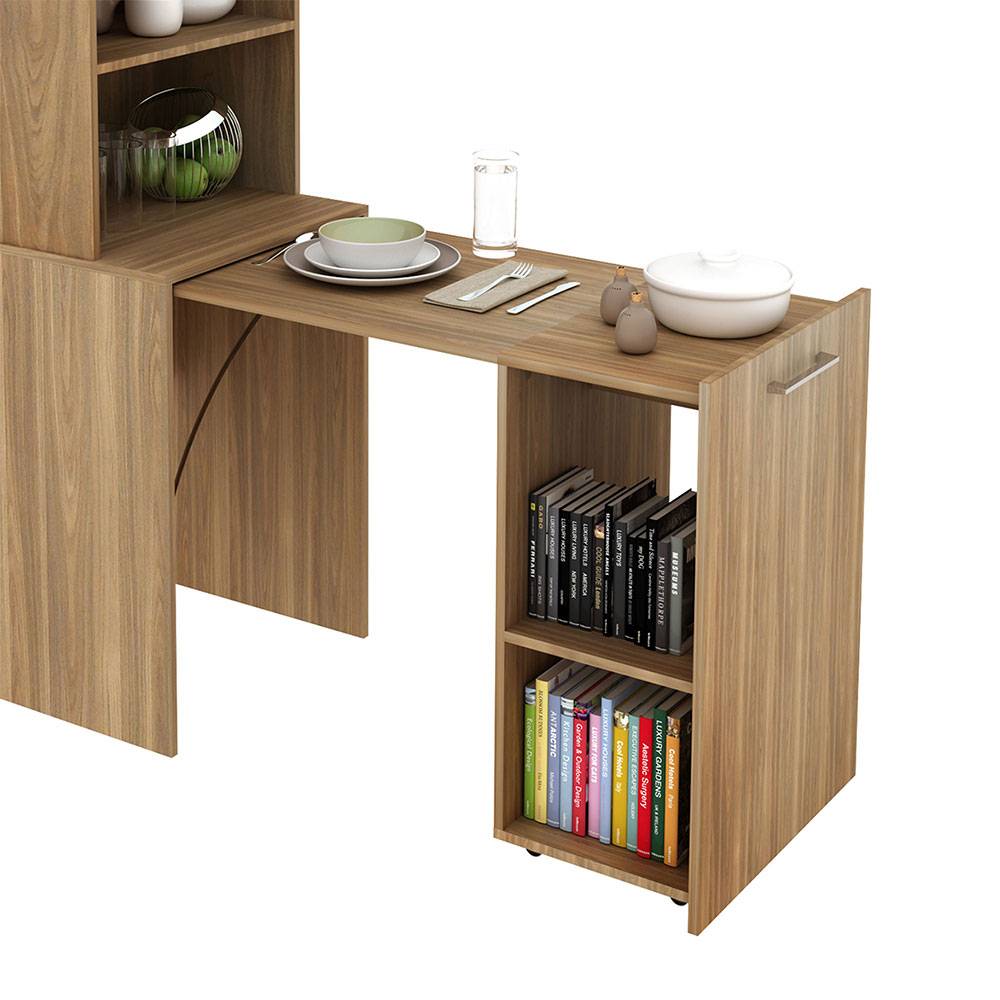 Escritorio Cuenca Teca 136 cm Transformable con Entrepaños y Biblioteca - Escritorios y Archivadores | Bylmo