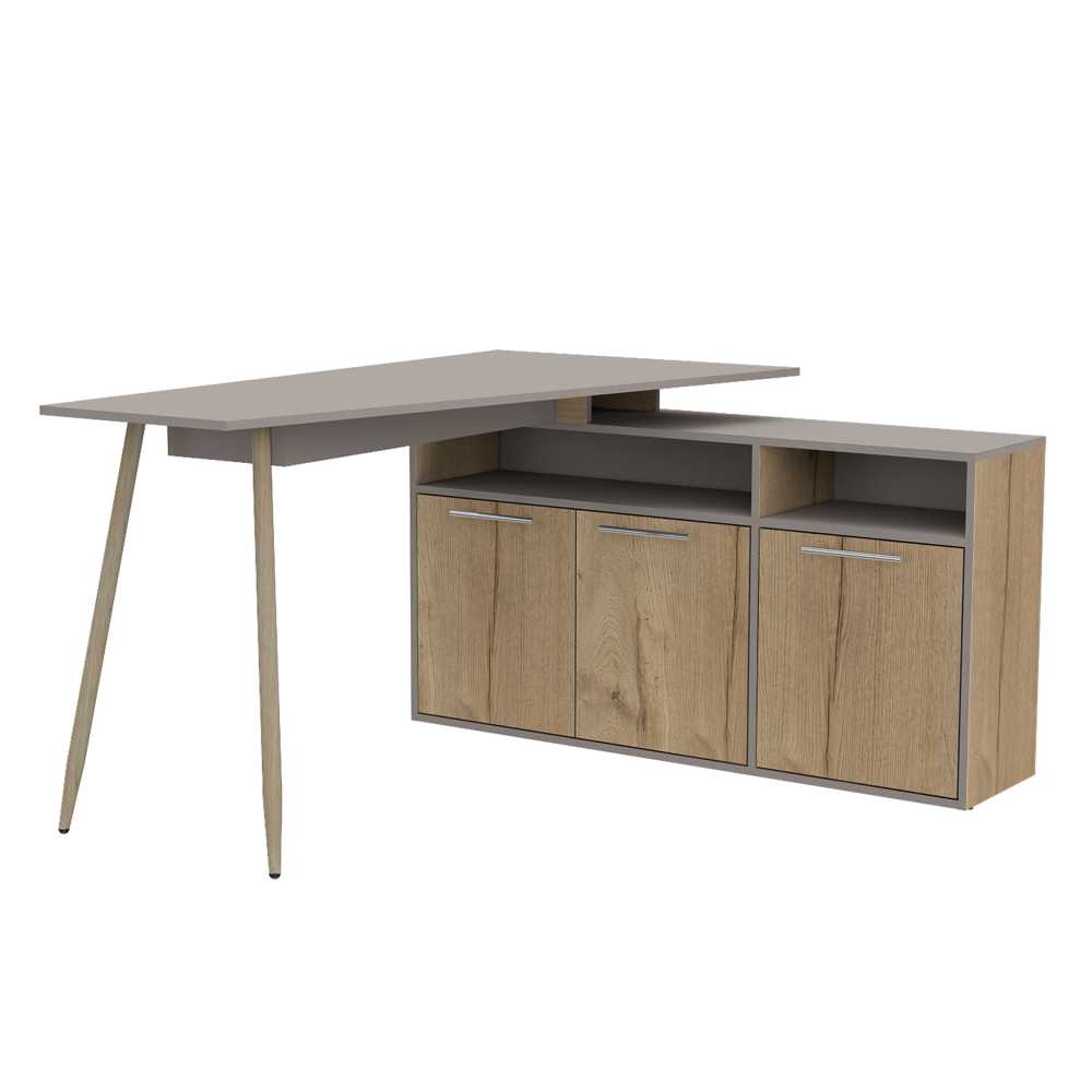 Escritorio en L Obregon Duna 130 cm con Puertas y Entrepaños - Escritorios y Archivadores | Bylmo