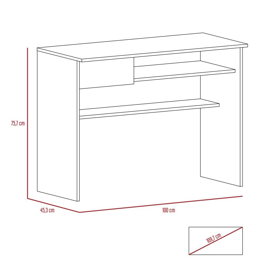 Escritorio Office Nogal 100 cm con Cajón y Entrepaño - Escritorios y Archivadores | Bylmo
