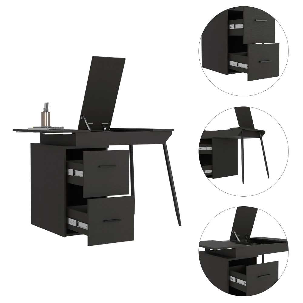 Escritorio Office Conect 90 Wengue 93 cm con Puertas y Cajones - Escritorios y Archivadores | Bylmo