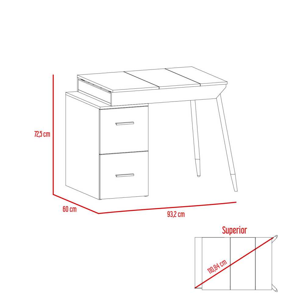 Escritorio Office Conect 90 Duna 93 cm con Puertas y Cajones - Escritorios y Archivadores | Bylmo