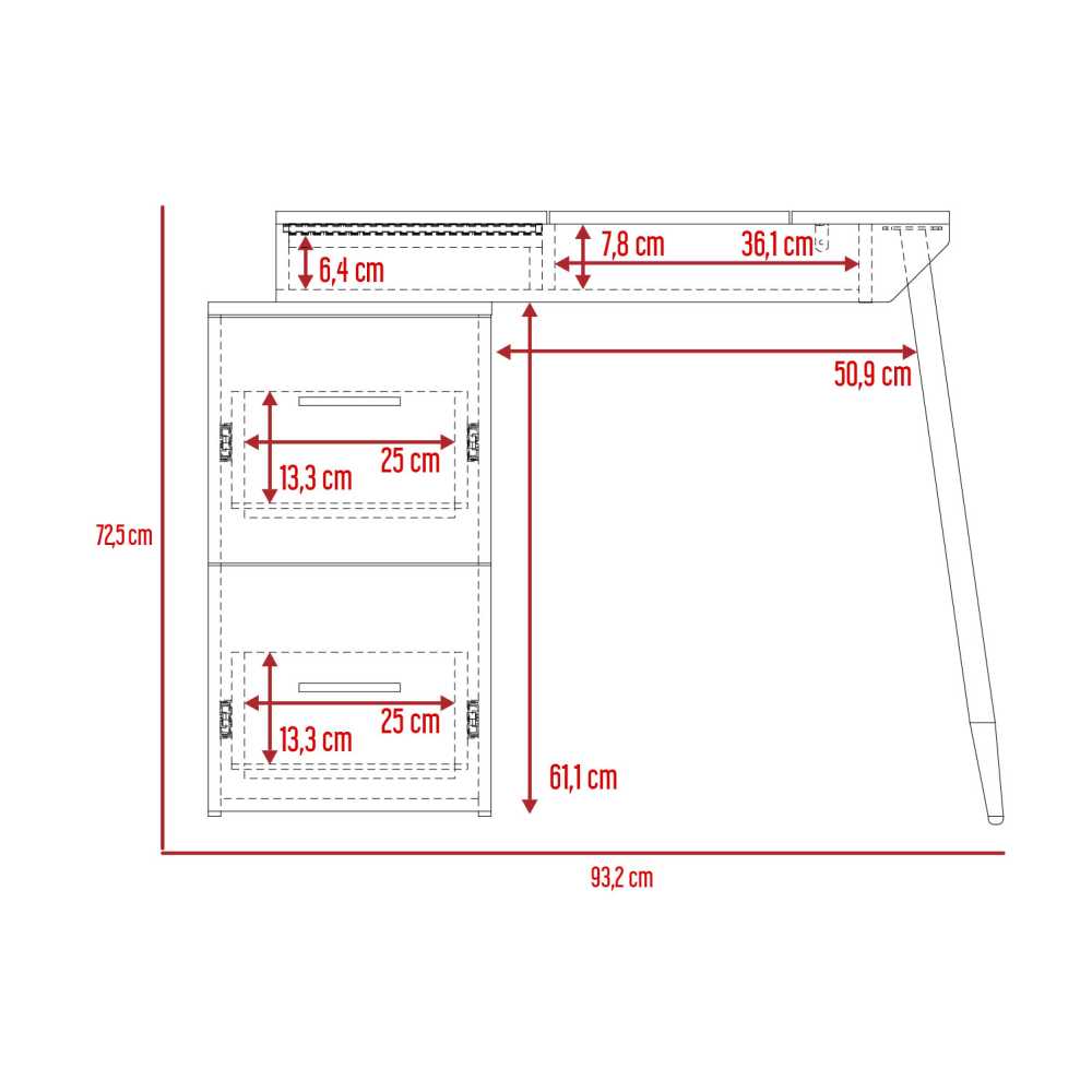 Escritorio Office Conect 90 Duna 93 cm con Puertas y Cajones - Escritorios y Archivadores | Bylmo