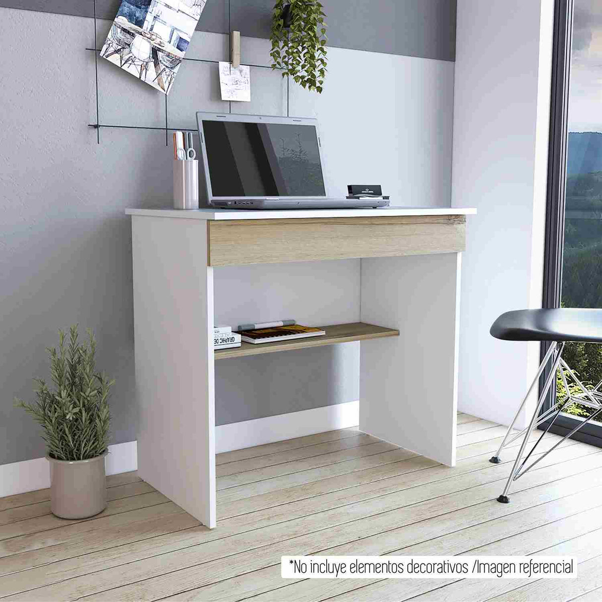 Escritorio Ohio Blanco 80 cm con Un Cajón y Entrepaños - Escritorios | Bylmo