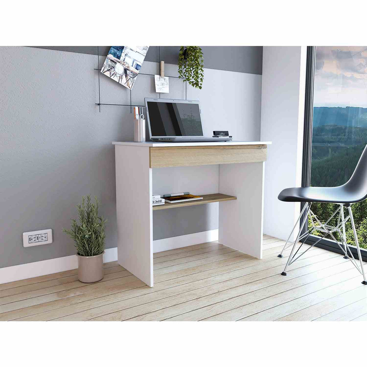 Escritorio Ohio Blanco 80 cm con Un Cajón y Entrepaños - Escritorios | Bylmo