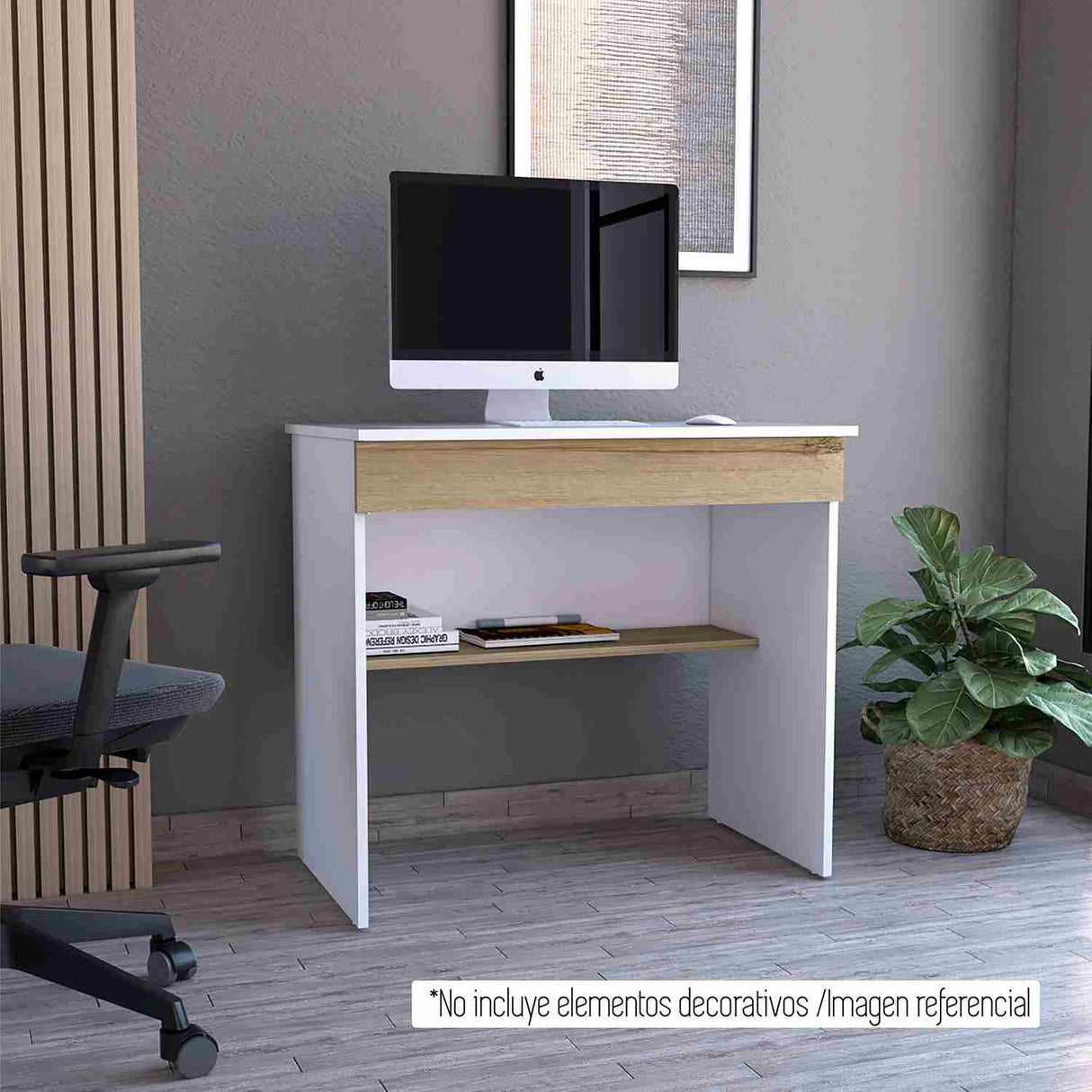 Escritorio Ohio Blanco 80 cm con Un Cajón y Entrepaños - Escritorios | Bylmo