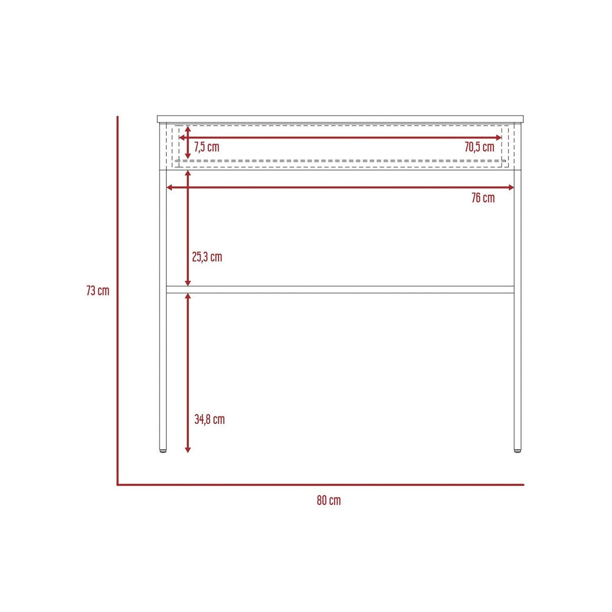 Escritorio Ohio Blanco 80 cm con Un Cajón y Entrepaños - Escritorios | Bylmo