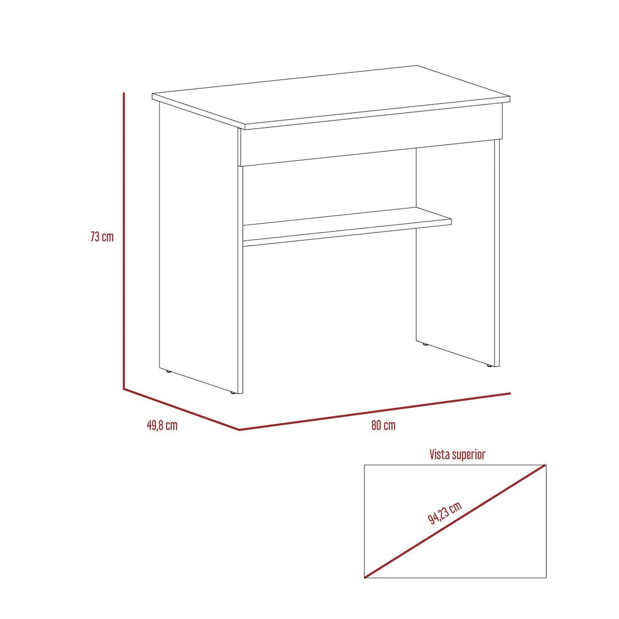 Escritorio Ohio Blanco 80 cm con Un Cajón y Entrepaños - Escritorios | Bylmo
