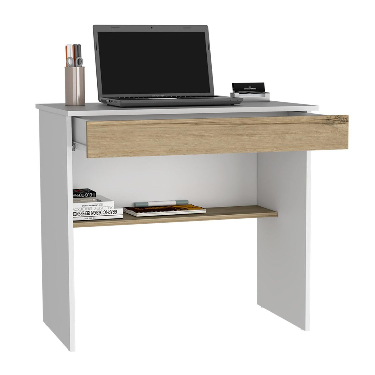 Escritorio Ohio Blanco 80 cm con Un Cajón y Entrepaños - Escritorios | Bylmo