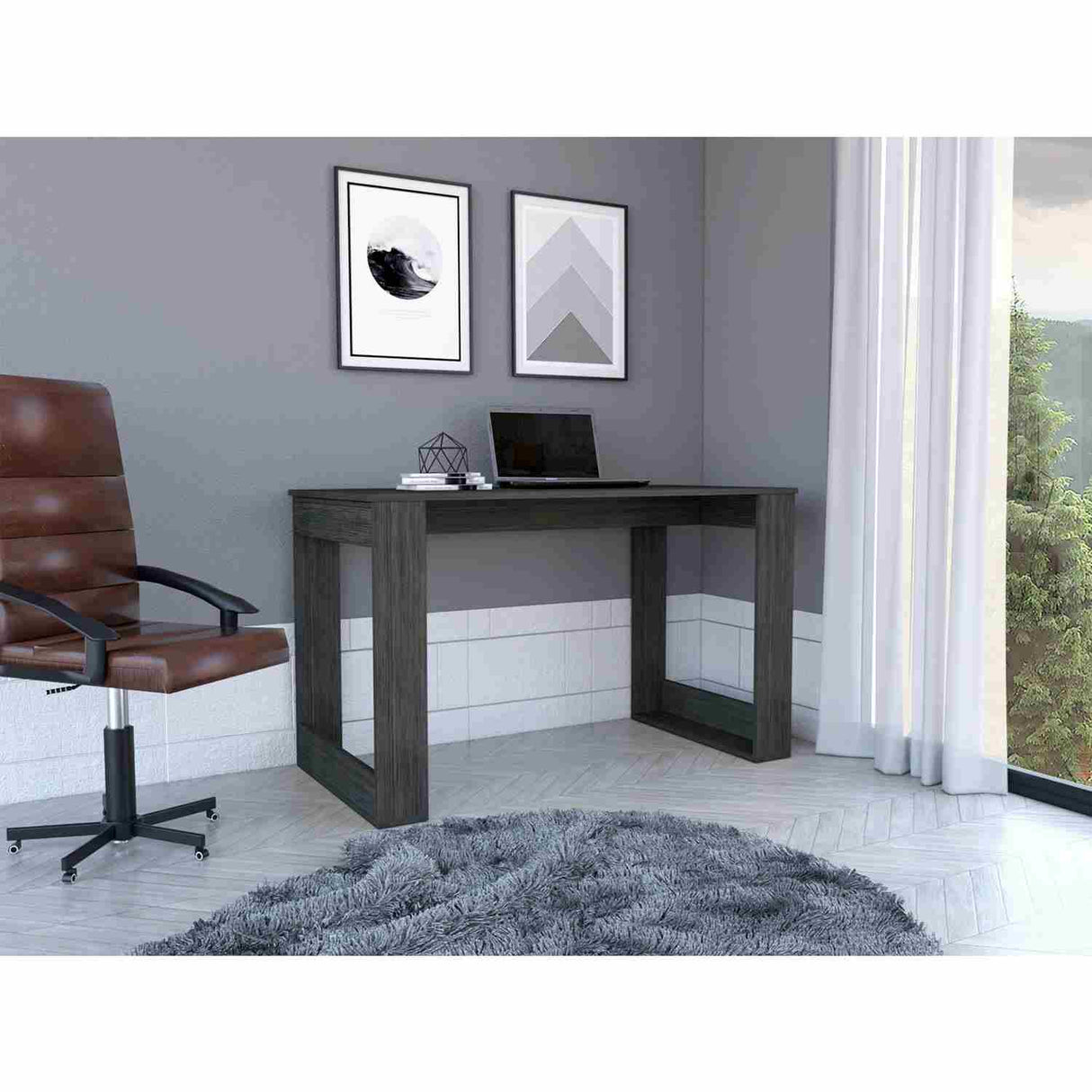 Escritorio Oviedo Roble Gris 120 cm sin Cajones - Escritorios | Bylmo