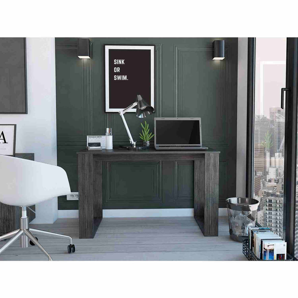 Escritorio Oviedo Roble Gris 120 cm sin Cajones - Escritorios | Bylmo