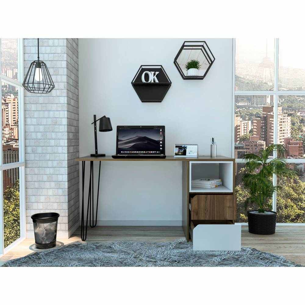 Escritorio Palermo Gales 135 cm con Cajones y Repisa - Escritorios y Archivadores | Bylmo