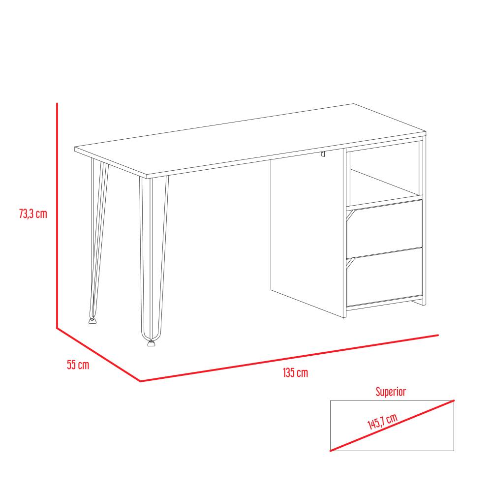Escritorio Palermo Gales 135 cm con Cajones y Repisa - Escritorios y Archivadores | Bylmo