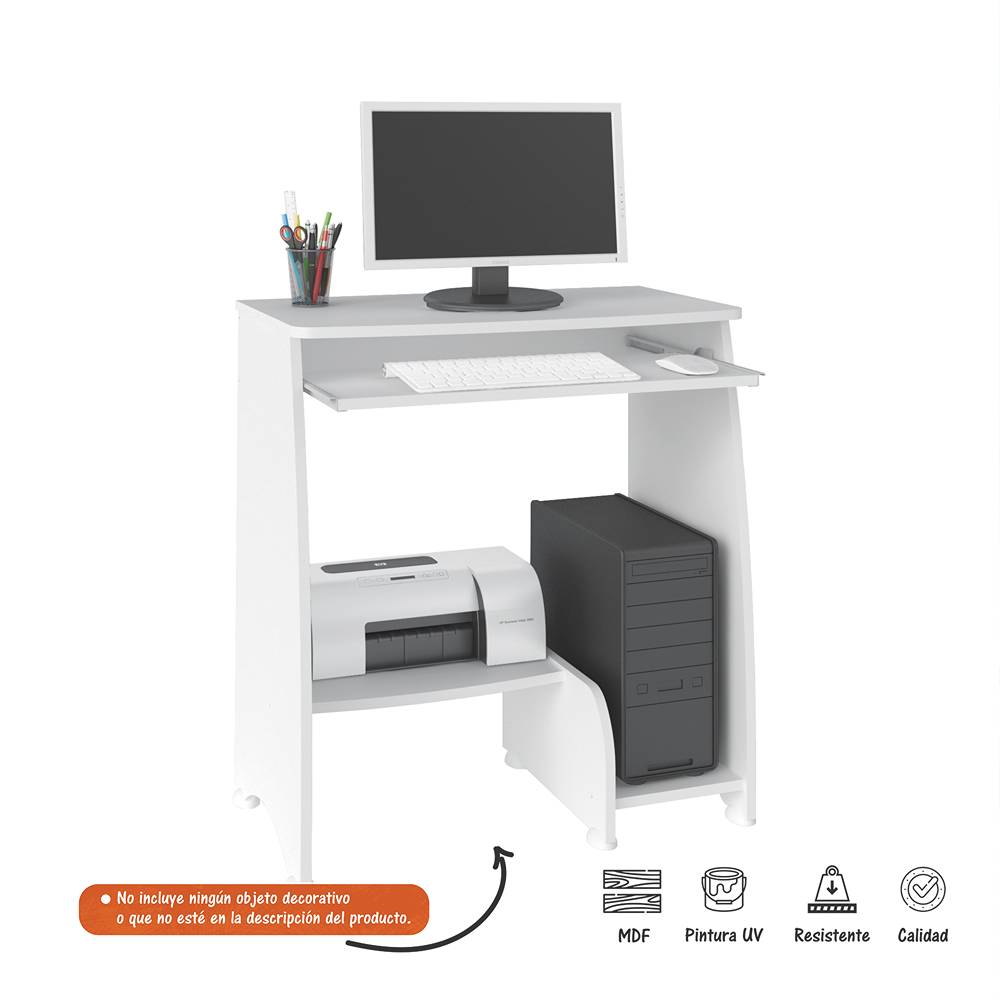 Escritorio Pixel Blanco 69 cm con Entrepaños - Escritorios y Archivadores | Bylmo