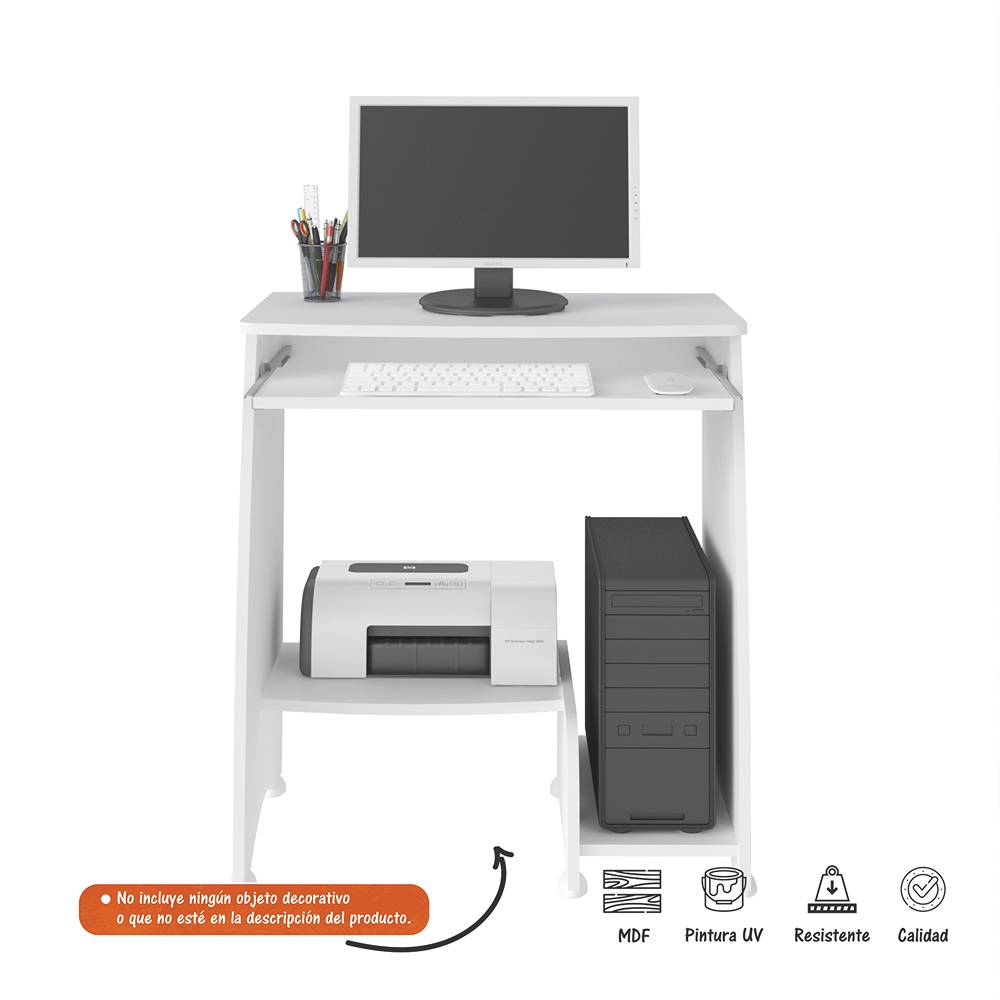 Escritorio Pixel Blanco 69 cm con Entrepaños - Escritorios y Archivadores | Bylmo