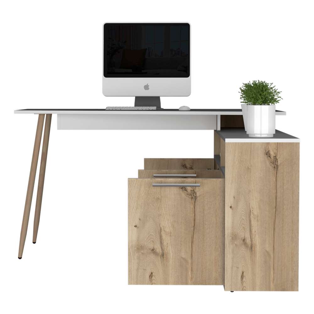 Escritorio en L Singapur Duna 130 cm con Puertas y Entrepaños - Escritorios y Archivadores | Bylmo