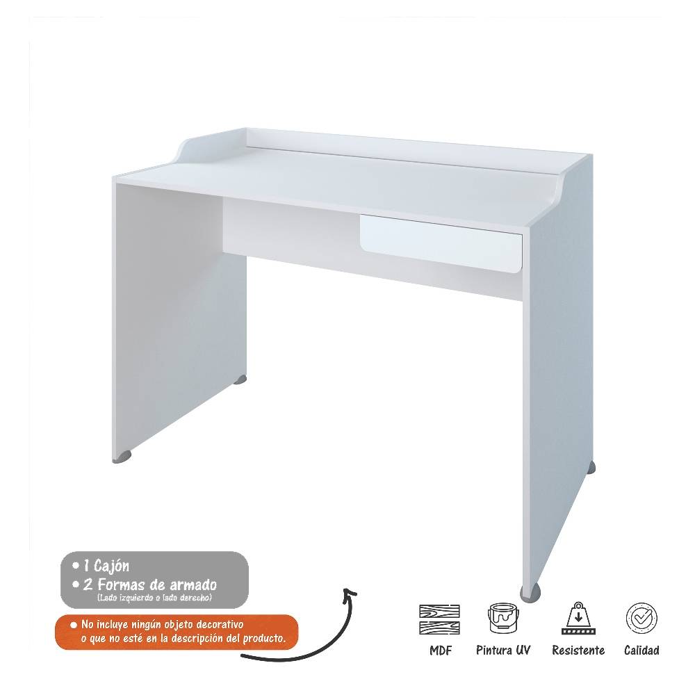 Escritorio Slim Blanco 113 cm con Cajón - Escritorios y Archivadores | Bylmo