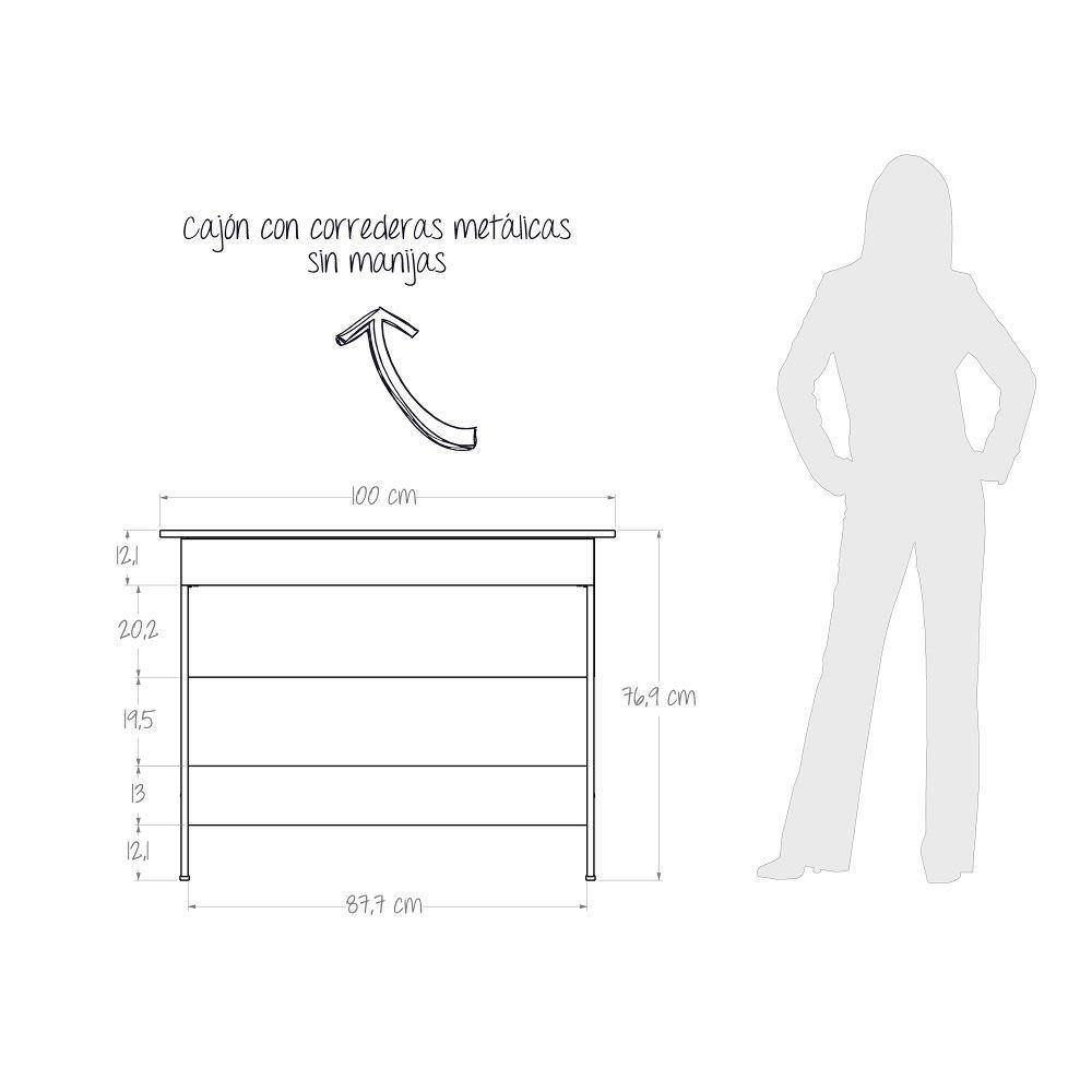 Escritorio Tekate Caramelo 100x76.9cm Con Un Cajón - Escritorios y Archivadores | Bylmo