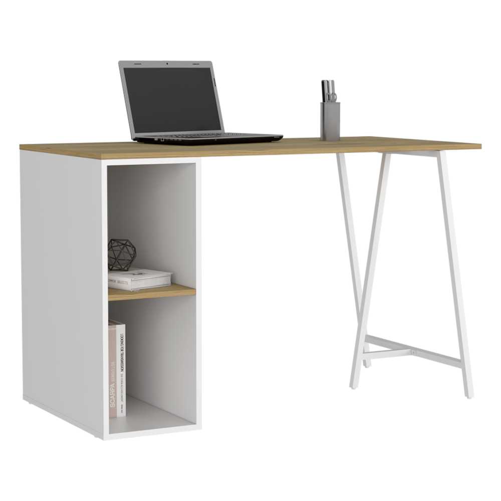 Escritorio Tubular Macadamia 120 cm con Entrepaños - Escritorios y Archivadores | Bylmo