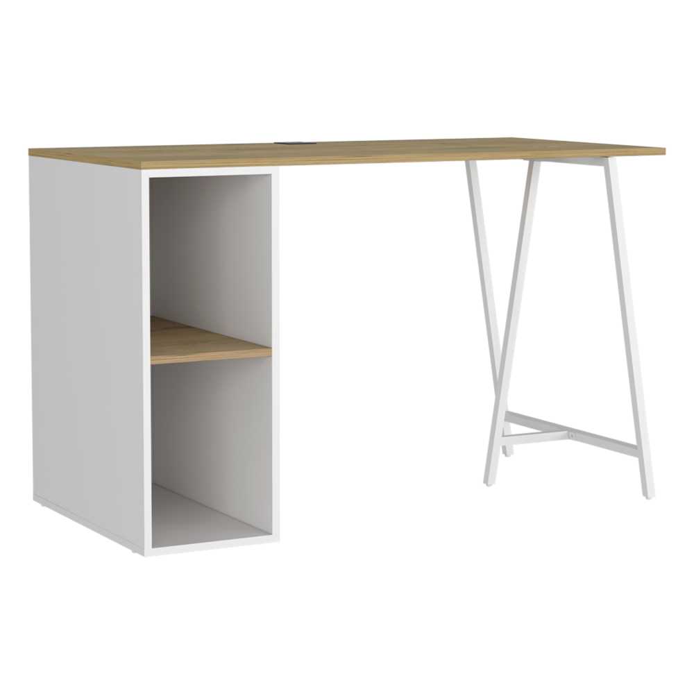 Escritorio Tubular Macadamia 120 cm con Entrepaños - Escritorios y Archivadores | Bylmo