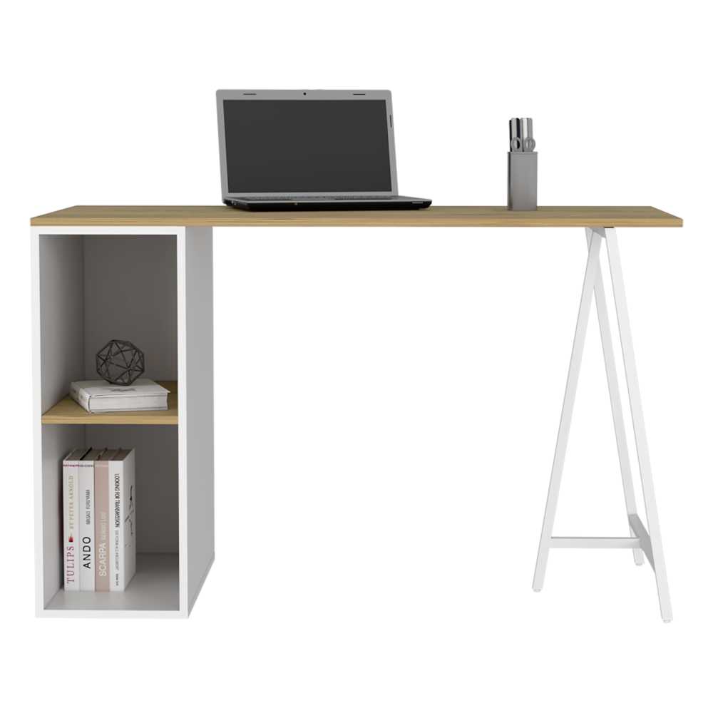 Escritorio Tubular Macadamia 120 cm con Entrepaños - Escritorios y Archivadores | Bylmo