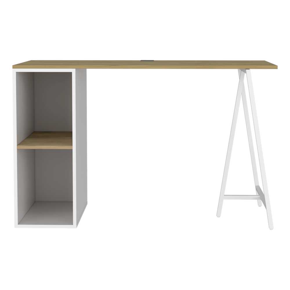 Escritorio Tubular Macadamia 120 cm con Entrepaños - Escritorios y Archivadores | Bylmo