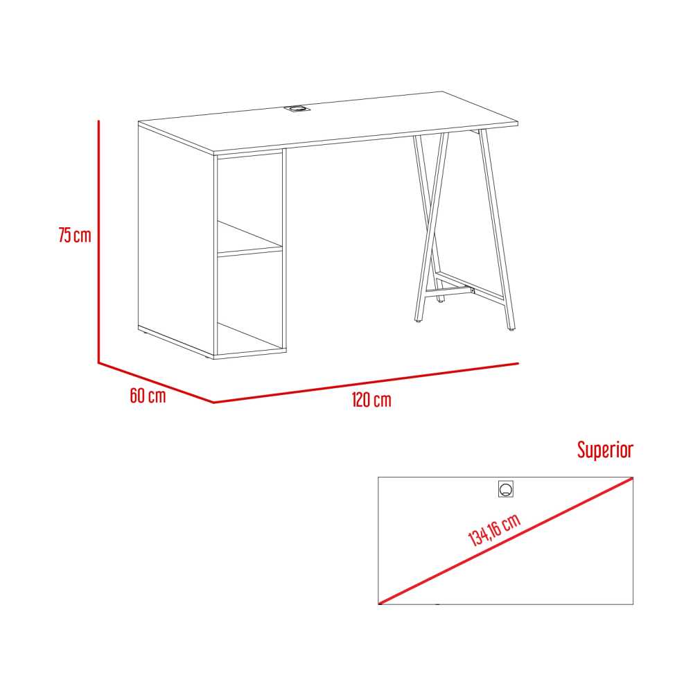 Escritorio Tubular Macadamia 120 cm con Entrepaños - Escritorios y Archivadores | Bylmo