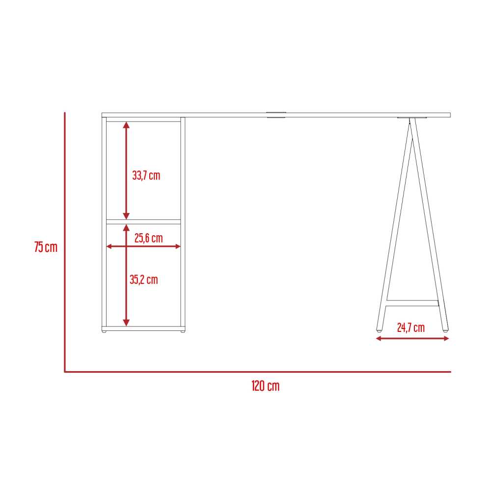 Escritorio Tubular Macadamia 120 cm con Entrepaños - Escritorios y Archivadores | Bylmo