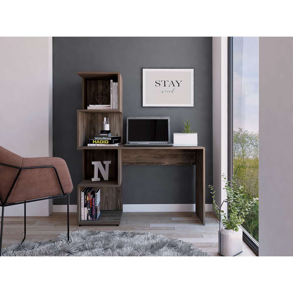 Escritorio Vik Coñac 120 cm con Biblioteca - Escritorios y Archivadores | Bylmo