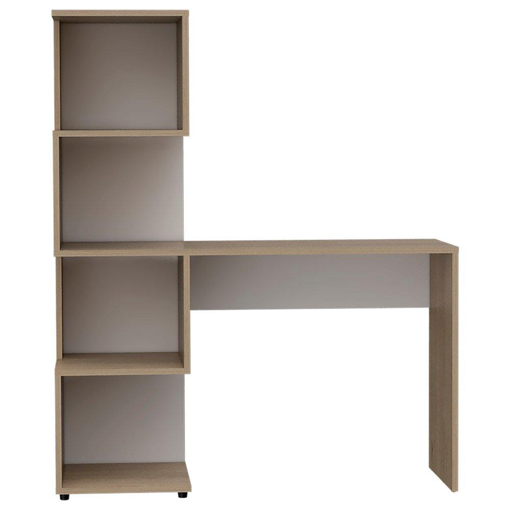 Escritorio Vik Rovere y Blanco 120x144.6cm sin Cajones y con Organizador de Libros - Escritorios y Archivadores | Bylmo