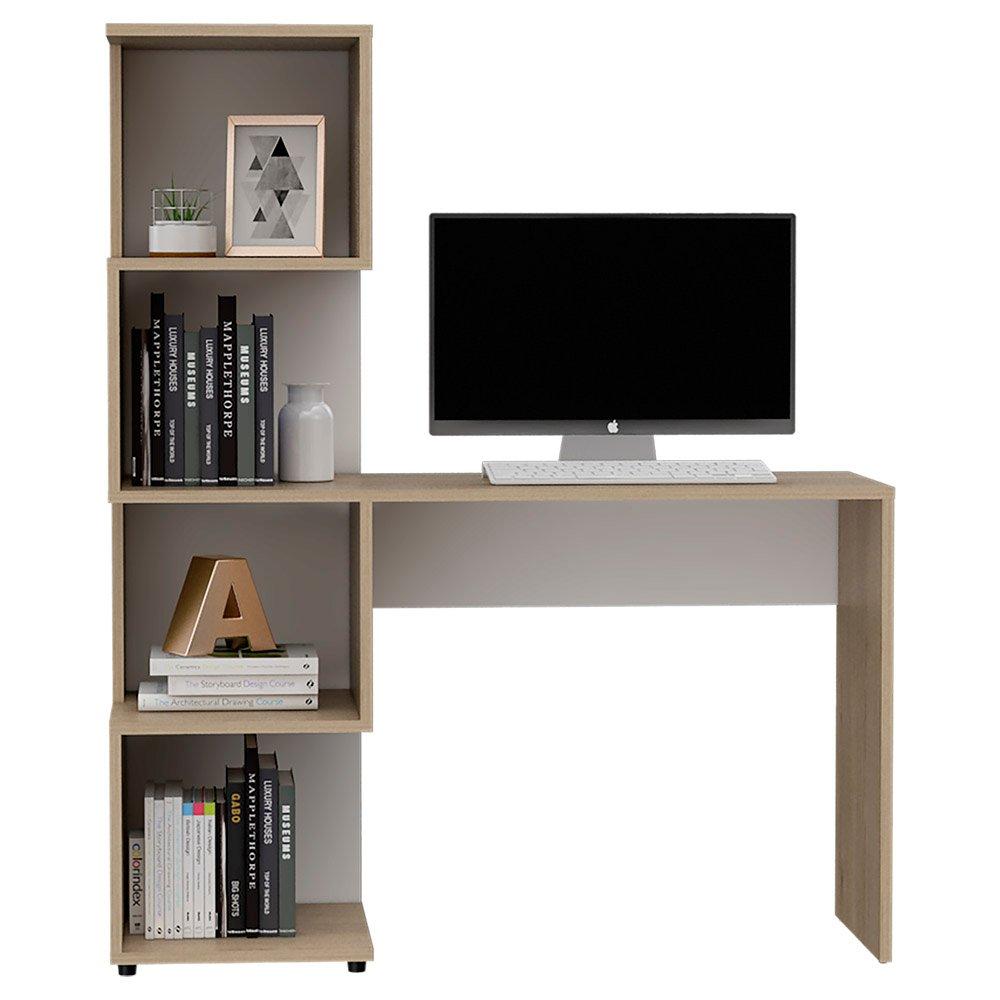 Escritorio Vik Rovere y Blanco 120x144.6cm sin Cajones y con Organizador de Libros - Escritorios y Archivadores | Bylmo