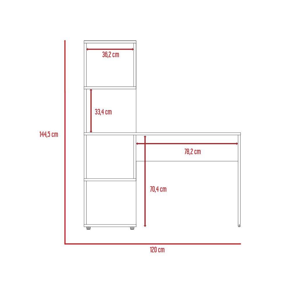 Escritorio Vik Rovere y Blanco 120x144.6cm sin Cajones y con Organizador de Libros - Escritorios y Archivadores | Bylmo