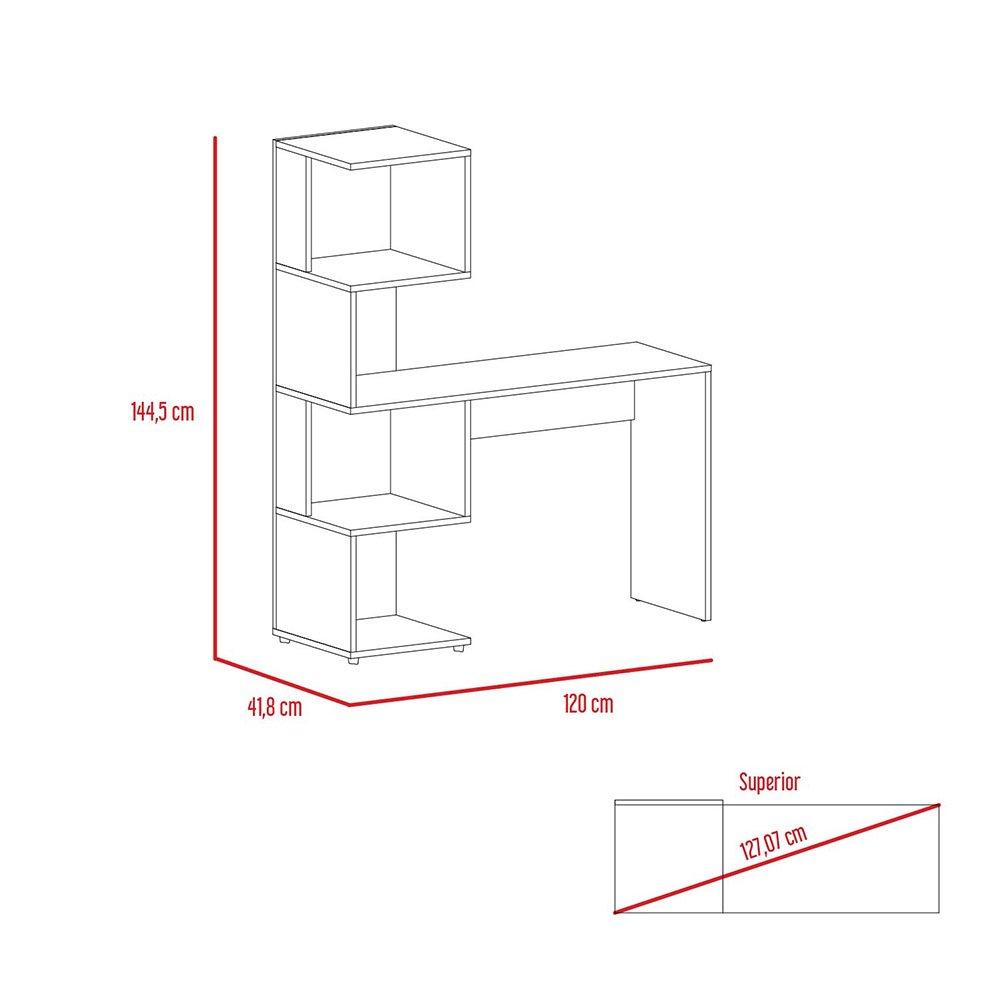 Escritorio Vik Rovere y Blanco 120x144.6cm sin Cajones y con Organizador de Libros - Escritorios y Archivadores | Bylmo