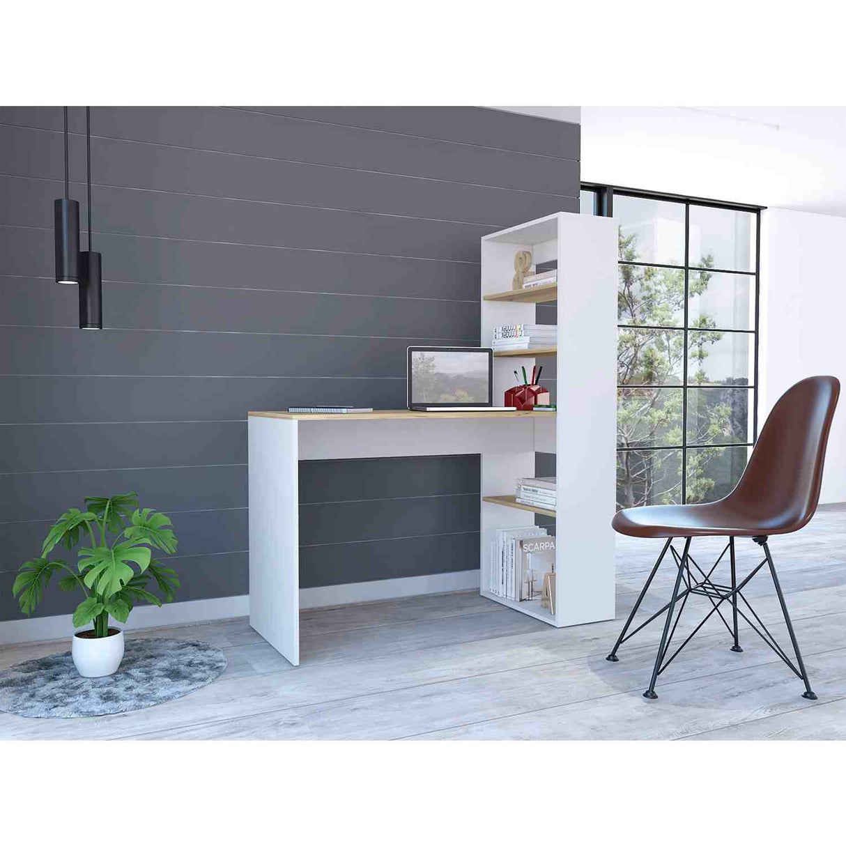 Escritorio Z120 Blanco 120 cm con Estantería - Escritorios | Bylmo