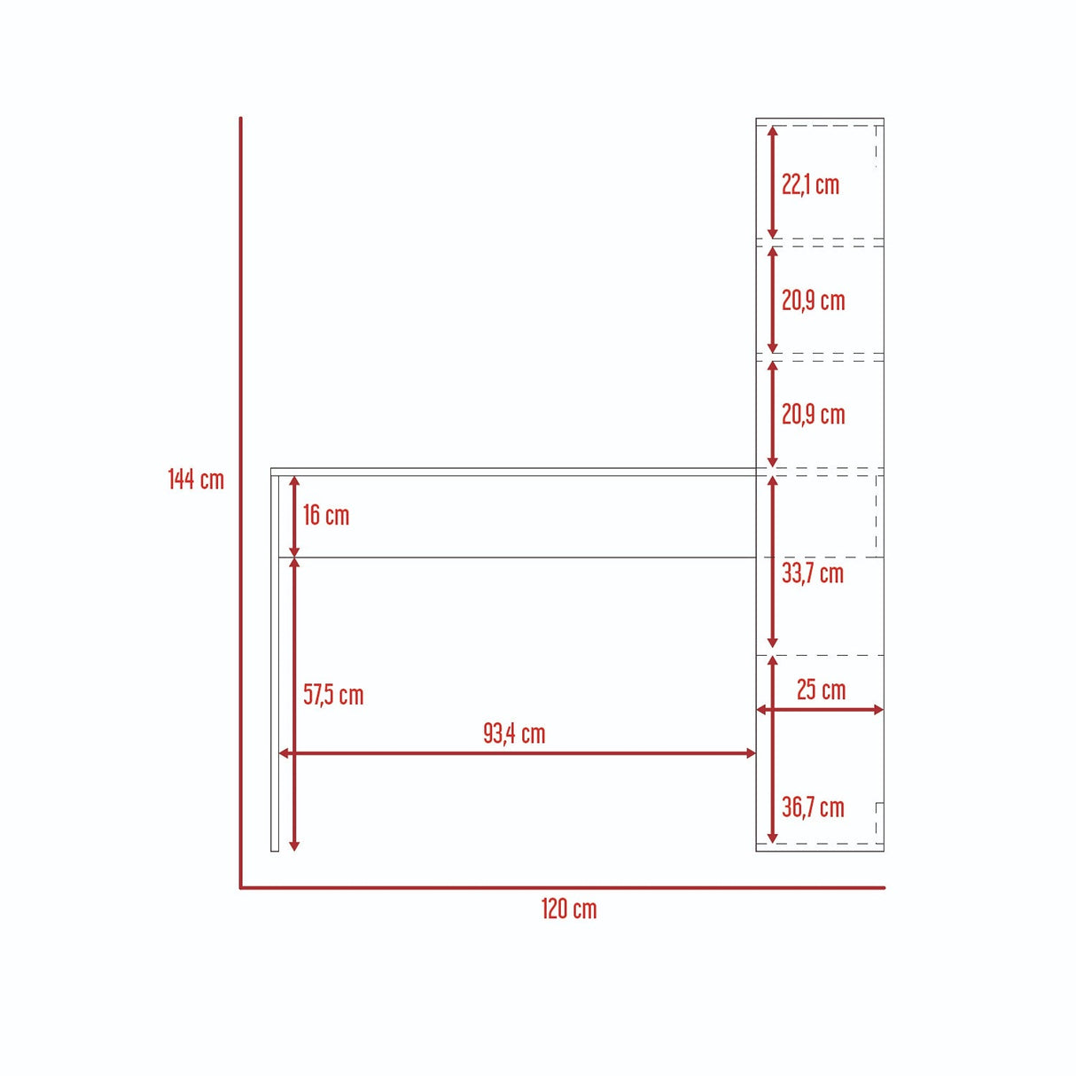 Escritorio Z120 Blanco 120 cm con Estantería - Escritorios | Bylmo