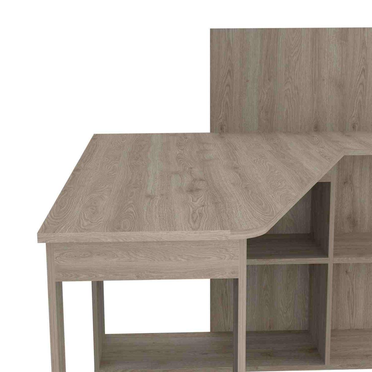 Escritorio en L Masai Ceniza 132x111cm sin Cajones y con Organizador de Libros - Escritorios | Bylmo