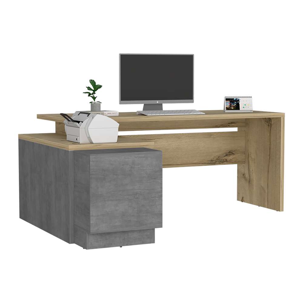 Escritorio en L Oviedo Duna 179 cm con Puerta y Entrepaños - Escritorios y Archivadores | Bylmo