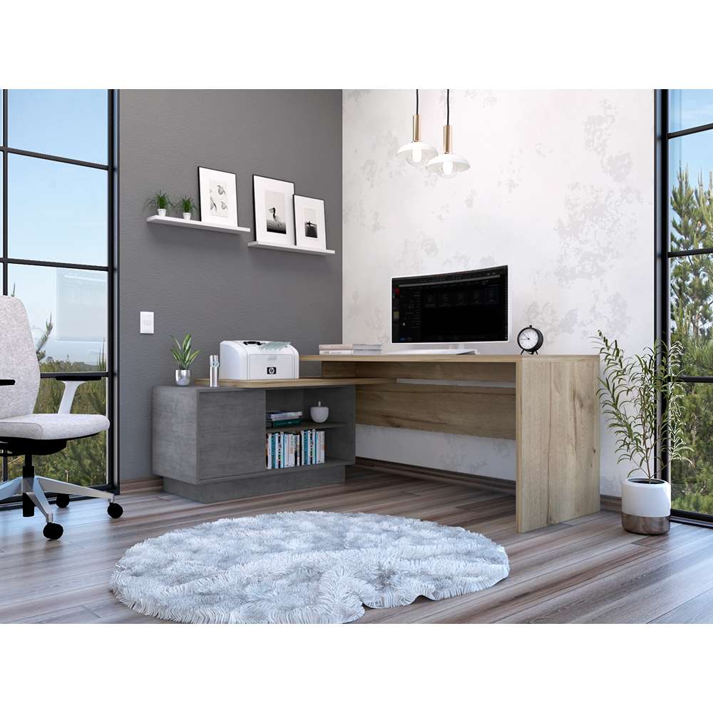 Escritorio en L Oviedo Duna 179 cm con Puerta y Entrepaños - Escritorios y Archivadores | Bylmo