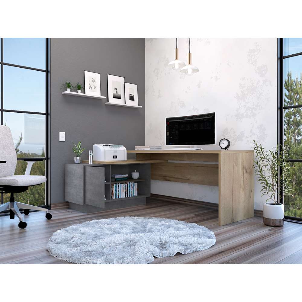 Escritorio en L Oviedo Duna 179 cm con Puerta y Entrepaños - Escritorios y Archivadores | Bylmo