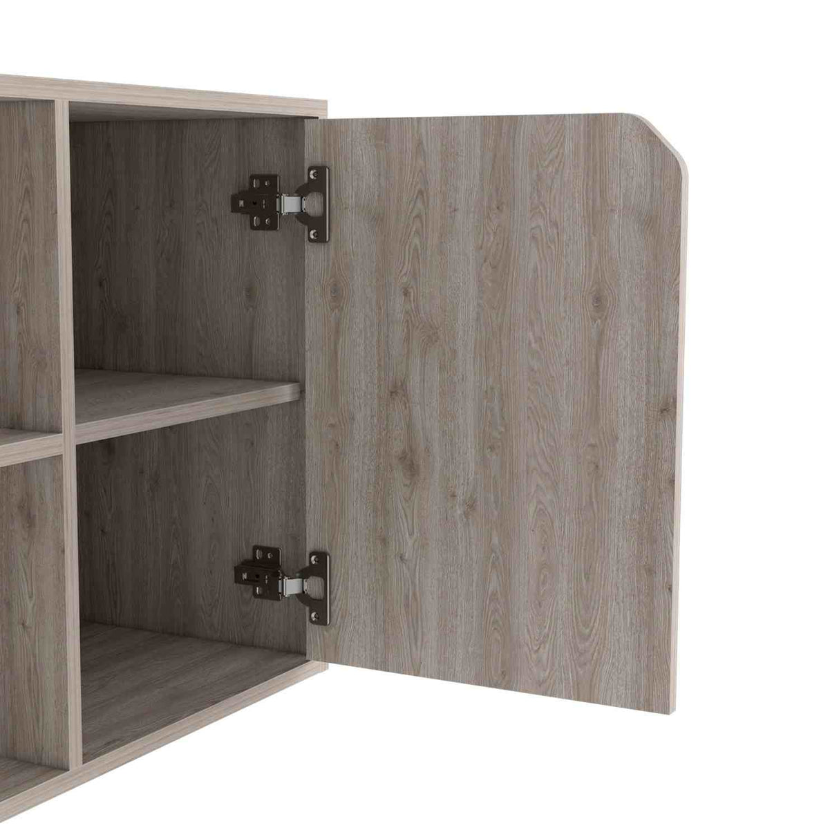 Escritorio en L Rennes Ceniza 117 cm con Dos Entrepaños y Una Puerta - Escritorios | Bylmo