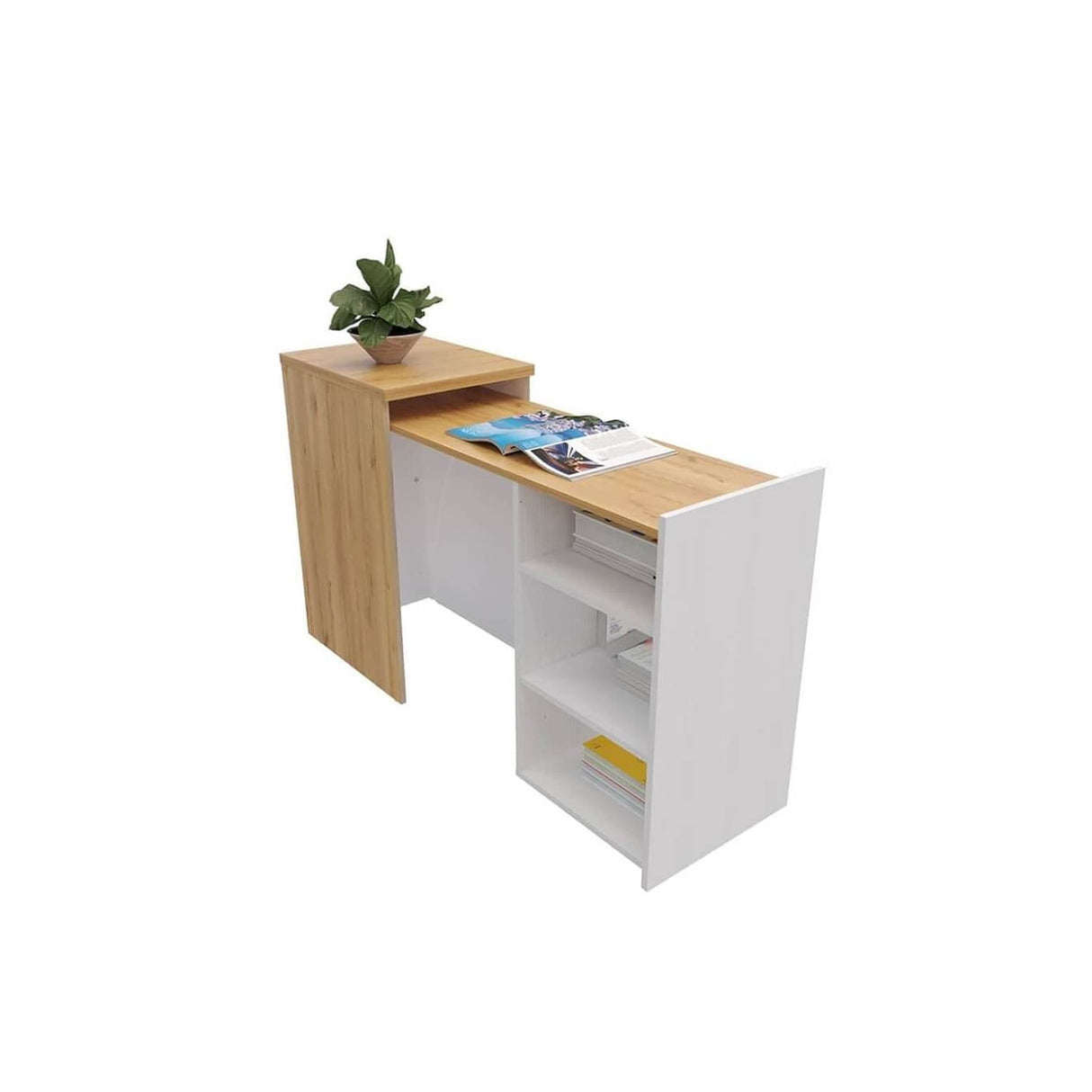 Escritorio Extensible Malbec Duna 148x77cm Con Un Cajón y con Organizador de Libros - Escritorios | Bylmo