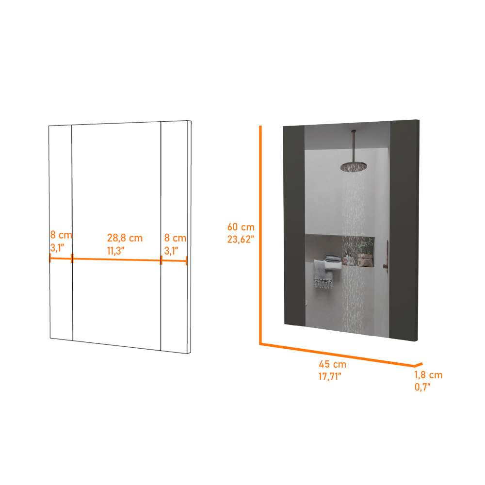 Espejo Madrid Rectangular 45 cm Flotado Plus - Espejos de Baño | Bylmo
