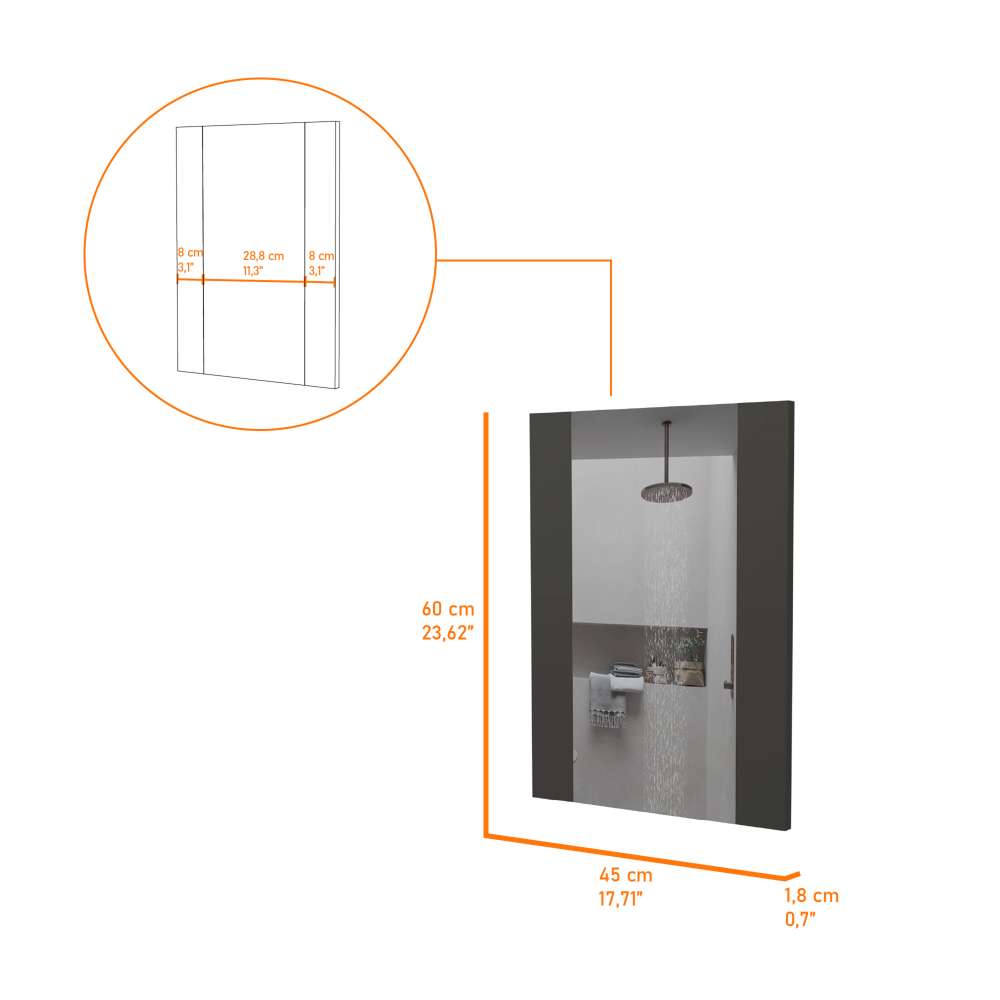 Espejo Madrid Rectangular 45 cm Flotado Plus - Espejos de Baño | Bylmo