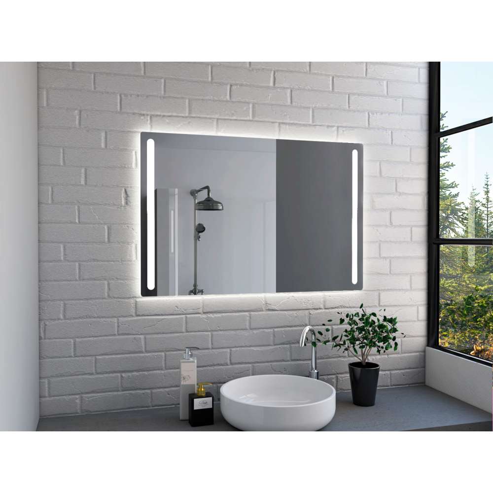 Espejo de Baño Hera Plateado 90x60cm Rectangular con Biselado y con Iluminiación Led - Espejos de Baño | Bylmo