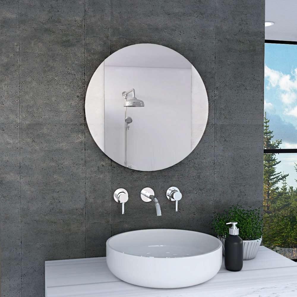 Espejo de Baño Lucaa Plateado 65x65cm Redondo con Biselado - Espejos de Baño | Bylmo