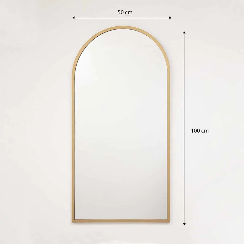 Espejo de Pared Dorado 50x100cm Arco Superior con Marco En Madera - Espejos Decorativos | Bylmo