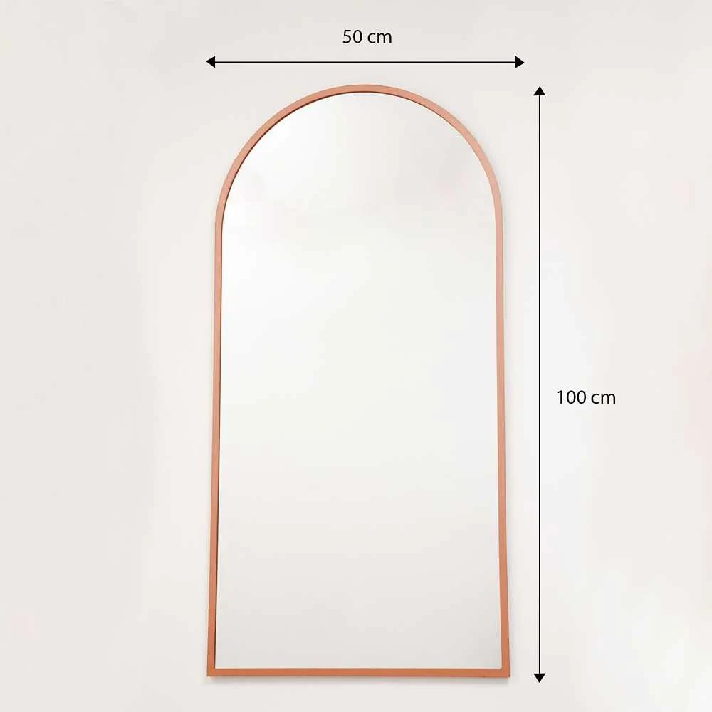 Espejo de Pared Oro Rosa 50x100cm Arco Superior con Marco En Madera - Espejos Decorativos | Bylmo